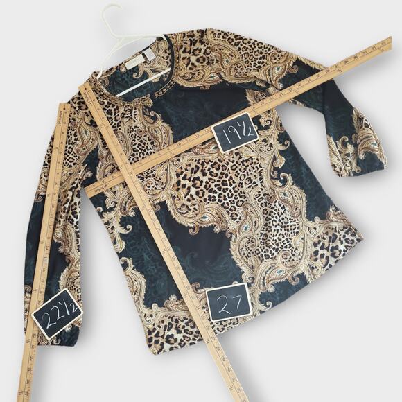 Chicos Womens Blouse Chicos 1 Standard Size 8 Leopard Print Sheer Lightweight - Picture 4 of 12